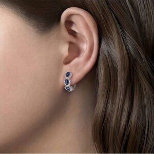 Sapphire Blue Crystal Hoop Earrings
